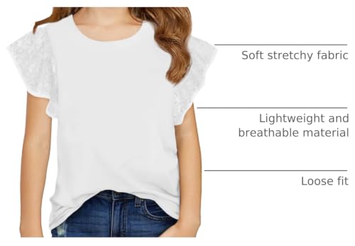 Image of Haloumoning Girls Ruffle Short Sleeve T Shirts Sequin Casual Cute Crewneck Tops