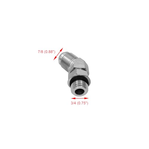 Image of (2-PACK) 6802-10-08-NWO Hydraulic Hose Adapter Fitting 5 /8 inch Male JIC 37Flare(7 /8 inch-14UNF)x1 /2 inch Male Adjustable Nut O-Ring Boss(3 /4 inch-16UNF)45Elbow SAE Pipe Joints Connector Carbon Steel