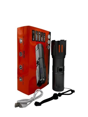 Image of RL-M37 200W Super Bright LED Torch | Heavy Duty Metal Body | 3600mAh Rechargeable Battery | Type-C Fast Charging | Zoomable Long Range Flashlight