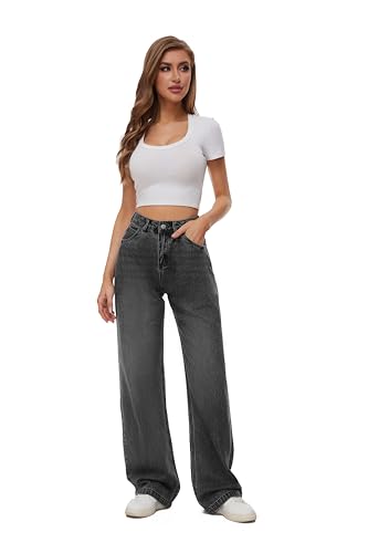 Women High Waist Wide Leg Jeans Boyfriends Stretch Long Trousers Denim Pants2