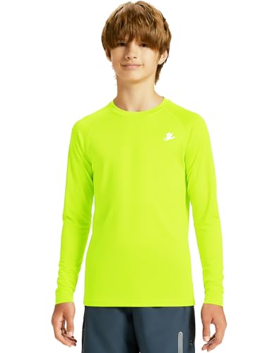Image of DEVOROPA Youth Boys Compression Shirt Long /Short Sleeve Football Baseball Undershirt Quick Dry Kids Sports Baselayer Crewneck