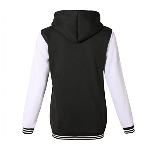 Image of Womens Baseball Jacket Varsity Uniform Casual Loose Cardigan Coat Unisex Adult Long Sleeve Warm Sports Jacket