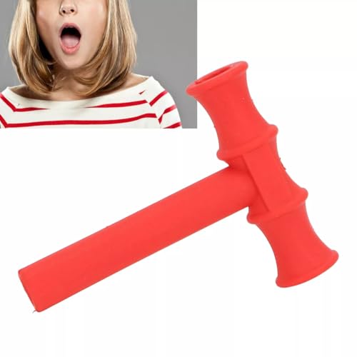 Tube Sensoriel à Mâcher en Silicone, Bâton de Dentition pour Entraînement Musculaire Oral, Rouge et Vert, (B)