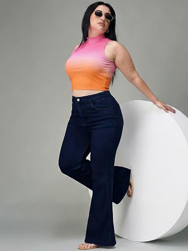 Image of Miss Chase A+ Women's Wide-Leg High Rise Regular-Length Stretchable Denim Jeans