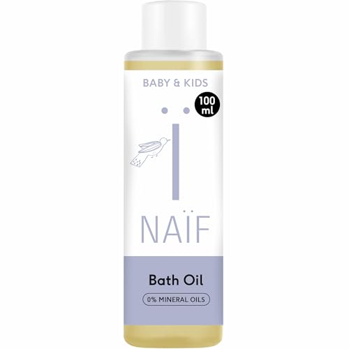 Naïf Huile de Bain Douce Bébé & Enfant – Pour peaux sèches, soin nourrissant, ingrédients d’origine naturelle, vegan – 100 ml