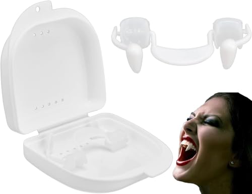 Dientes de vampiro, colmillos de zombi de vampiro retráctiles para Halloween, dientes de vampiro reutilizables, espeluznantes, falsos aparatos ortopédicos para fiestas de Halloween, accesorios de