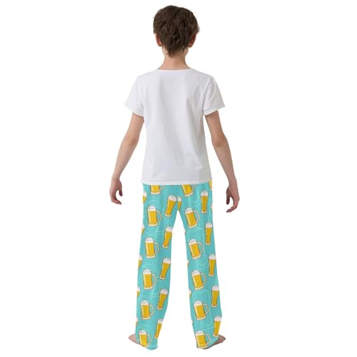 ZZXXB Beer Pattern Boys Long Pants Soft Trousers Elastic Waist Kids Lounge Bottoms with Pockets S-XL3
