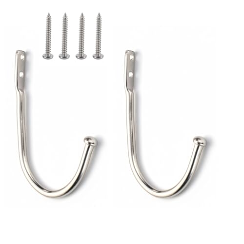 2Pcs Metal Curtain Holdbacks,Duty Drapery Tiebacks Wall Mounted, Modern Anti-Rust Hook Holder for Window Curtains, L-Shaped Design for Living Room, Bedroom,Hanging Items(Argent)