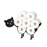 Toilet Paper Holder – Funny Bathroom Art Toilet Paper Stand – Toilet Paper Tissue Storage – Premium Metallic Design – Practical and Convenient (Cat)
