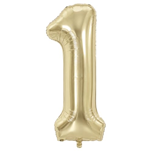 Image of KatchOn, Number 1 Balloon, 40 Inch Champagne Gold Foil Number Balloon