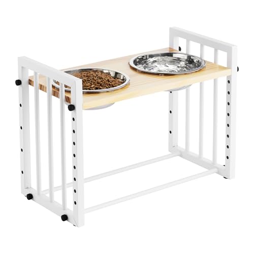Navaris Ciotole per Cani Rialzate Taglia Grande - Rialzo Porta Ciotole Rialzate per Cani Grandi - Portaciotole Rialzato Regolabile in Altezza e Inclinabile - Scodelle Cane in Acciaio Inox