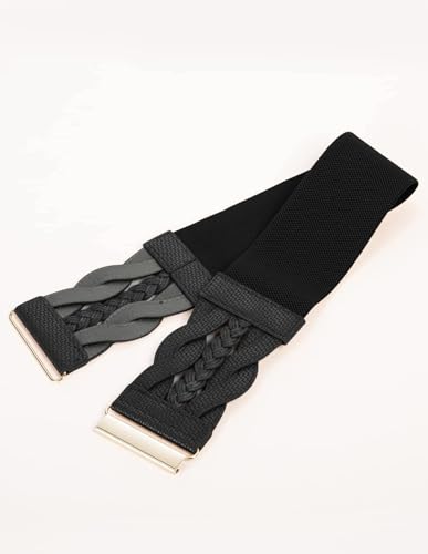 Women's Stretchy Wide Belt - 3 Inch Elastic Waistband, Vintage Style, Adjustable Fit for Dresses & Skirts3