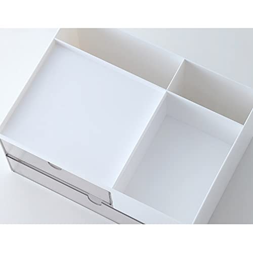 MILULUGO Makeup Organizer with 2 Drawers, Desk Organizer，4 Compartments, Cosmetics Storage Box for nail polish,Lipstick, Brushes, Jewelry, Skincare，Bathroom Organization Boxes - White by MILULUGO - Image 6