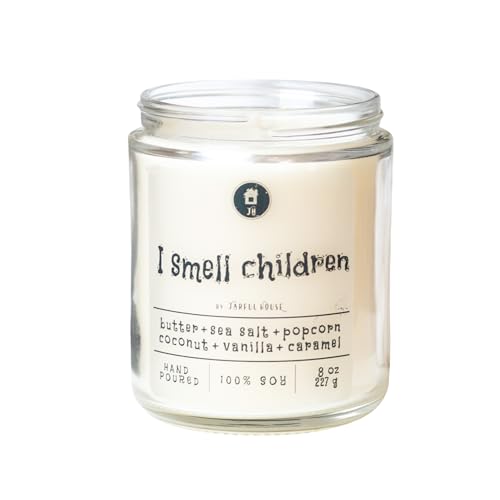 Jarful House Halloween Soy Candle I Smell Children | Sweet Fall Scent Caramel Popcorn Coconut | Funny Gag Gift for Mom