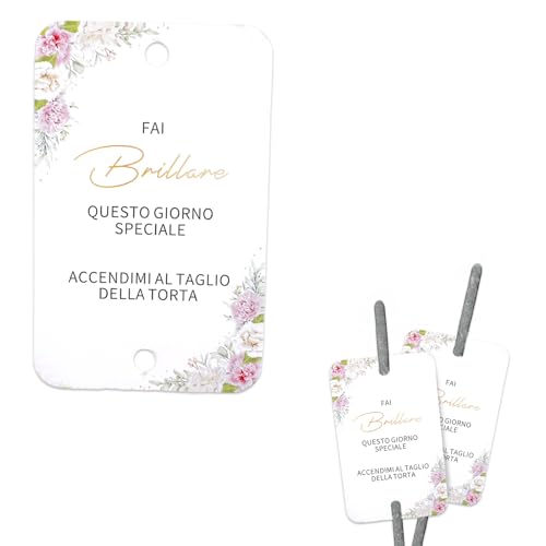 100 Pezzi Etichette Scintille Luminose Matrimonio Gadget,Biglietti Stelline Scintillanti in Cartoncino,Stelle Filanti Scintille per Nozze Sposi Taglio Torta Wedding Bomboniere(stile 2) (bianco)