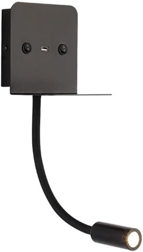 SXECAEPS Modern Indoor Gooseneck Wall Mount Light USB Charging Port Flexible Bedside Reading Lamp 3000K Hardwired Switch Headboard Sconce for Living Room Farmhouse