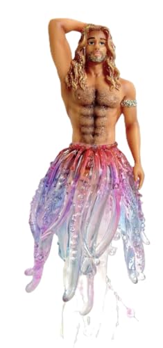 December Diamonds Testy Tentacles Ornament 55-55516 8 Inch Hanging Jellyfish Figurine with Orange-Pink Tentacles White Ribbon and Beaded Accents Decorative Collectible