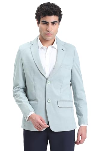 Image of SHOWOFFFF Men Solid Single Breasted Formal Blazer | Notched Lapel Full Sleeves Cotton Blazer for Mens | Slim Fit Regular Length Blazer for Men's