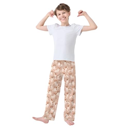 Jack Russell Dog Boys Long Pants Soft Trousers Elastic Waist Kids Lounge Bottoms with Pockets S-XL2