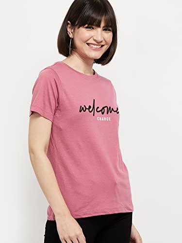Image of Max Women's Cotton Regular Fit Printed Round Neck T-Shirt