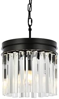 Elegant Lighting Sydney Collection 1208D12MB/RC 3-Light Pendant Lamp with Royal Cut Crystals, Mocha Brown Finish