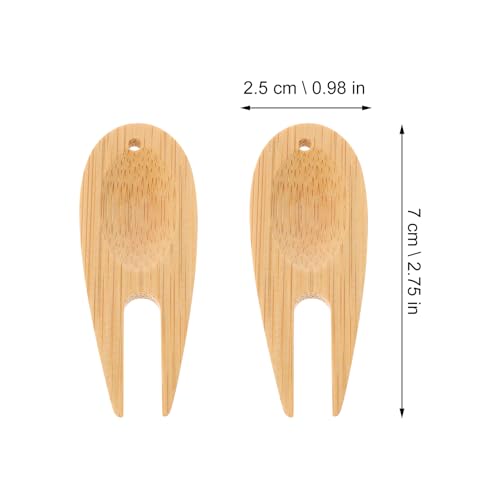 Kisangel 75 Pcs Green Bamboo Fork Golf Divot Fixer Marker Tool Golfing Divot Tool Guitar Clock Golf Divot Tool Golfs Divot Fork Wood Tools Divot Fixer Ball Marker Repair Organizer