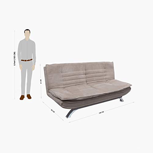 Image of Home Centre 3 Seater Polyester Faith Fabric Sofa Cum Bed (Beige)