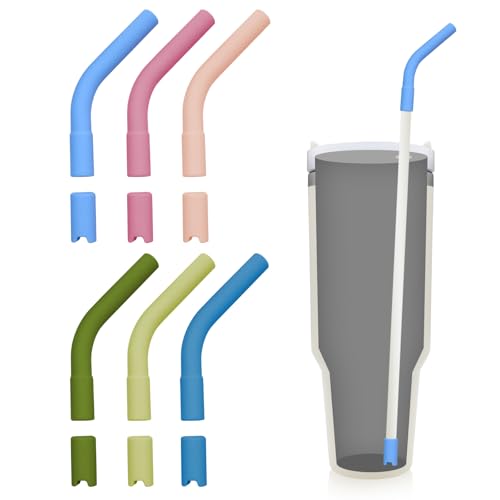12 Pcs Reusable Silicone Straw Tips for Metal Straws