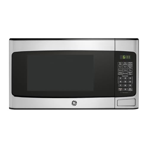 GE GCST11X1WSS Microwave Oven, 950-watt 6 Auto Cooking Settings, Child-Lock Technology, Kitchen Essentials for The Countertop, Dorm Room or Apartment, New 1.1 Cu. Ft, Stainless Steel