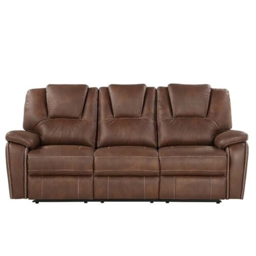 Image of Torque - Alfex 3 Seater Leatherette Manual Recliner | Recliner Sofa /Chair for Living Room, Bedroom, Office | 1 Year Warranty - Brown