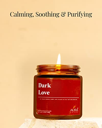 Image of AuraDecor Scented Jar Candle | Handpoured Soy Wax Candle with Long Lasting Burn Time | Premium Amber Jar Aromatherapy Candle | Ideal Gift for Home & Decor (Large, Dark Love)
