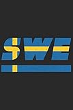 SWE: Schweden Notizbuch mit punkteraster 120 Seiten in weiß. Notizheft mit der schwedischen Flagge