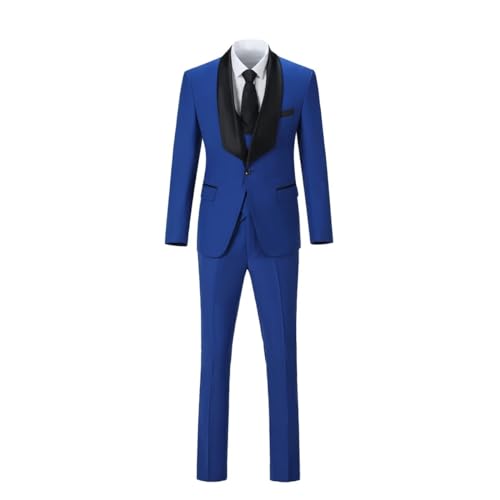 Mens 3 Piece Slim Fit Suit Shawl Collar Tuxedo Suits One Button Blazer Wedding Dinner Prom Party Jacket Vest Pants3