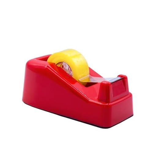 Raylu Paper® - Dispensador de cinta adhesiva para escritorio y oficina, Dispensador de Celo con Peso y Base antideslizante, Porta Celo para rollos de 33m (Rojo)