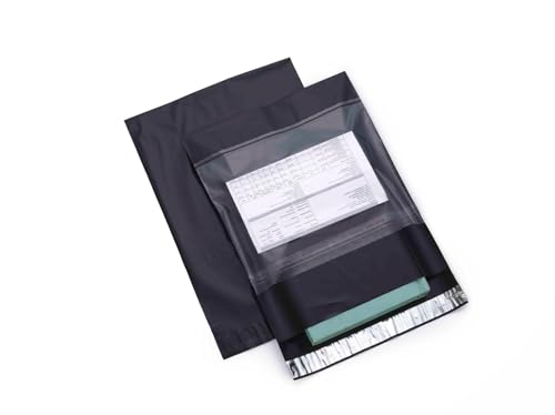 Image of PorpoiseTamper Proof Courier Bags 8 inch x 10 inch 25 Pieces Black Poly Mailers Self Adhesive Shipping Bags with POD Jacket for Ecommerce Packaging Parcel Packing