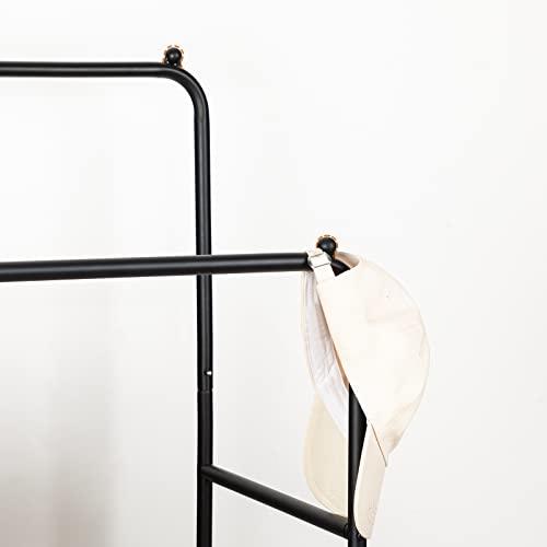 HOOBRO Kleiderständer auf Rollen, Schwerlast Kleiderstange, Garderobenständer mit 2 Kleiderstangen und Ablage, bis 100 kg Belastbarkeit, für Schlafzimmer, Flur, Dunkelbraun-Schwarz EBF22LY01