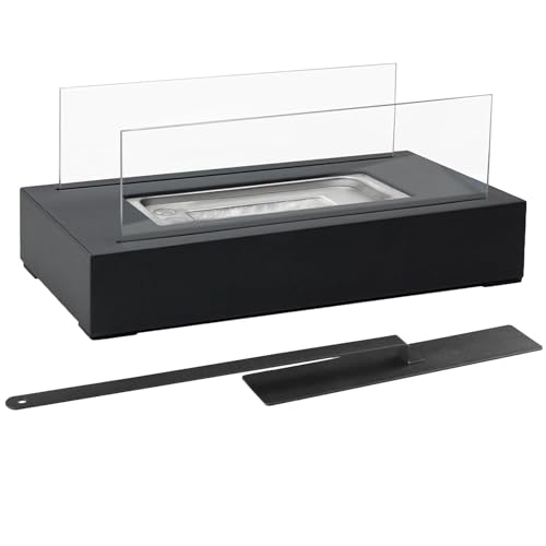 Tischfeuerstelle,Tischfeuerstelle,Winddichte Tisch-Feuerstelle aus Edelstahl mit vierseitiger Glasscheibe - Tragbarer Smores Maker, Tisch-Feuerstelle für den Innen- und Außenbereich für Terrasse, Balk