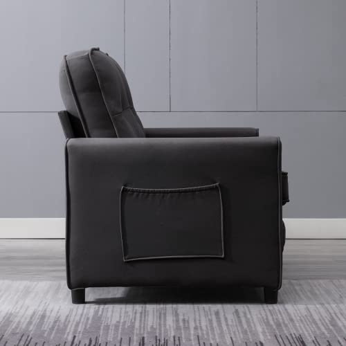 Mjkone 3 In 1 Convertible Sofa Bed With Side Pockets, Loveseat Sleeper Sofa Couch,Pull Out Sofa Couch With Leathaire, Floor Gaming Sofa Couch For Living Room/Bedroom/Apartment (Dark Grey) #TOP4