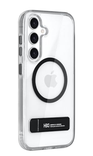 Image of BOUNCEBACK Polycarbonate Shockproof Transparent Hybrid Back Case /Cover with Kick Stand Support Magnetic Charging for Samsung Galaxy S25 - (Clear Black)