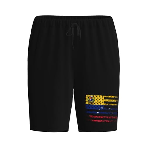 American Venezuelan Flag Pajama Shorts for Men, Men's Pajama Bottoms, Sleepwear for Summer2