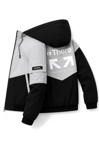Image of Men's Hooded Windbreaker Jacket Lightweight Full Zip Color Block Casual Coat Water Resistant Outdoor Sports Hiking Running Travel Fashion Hoodie for Men