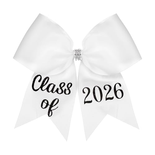 Knitgrip Graduation Bow Class of 2026 Graduation Cap Bow Class of 2026 Hair Accessories for Cap Decorations(White Classic)