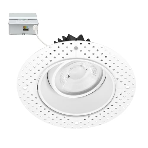Maxxima 4 in. 5 CCT Adjustable Slim Trimless Recessed LED Eyeball Gimbal Downlight, 950 Lumens Color Selectable 2700K/3000K/3500K/4000K/5000K, 360° Rotation, Dimmable Canless, IC Rated, J-Box Included
