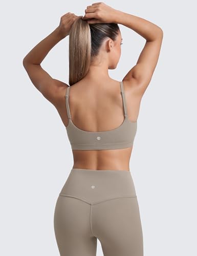 Image of CRZ YOGA Butterluxe Scoop Neck Sports Bras | Light Support, Removable Pads, Yoga, Extremely Soft, U Back, Adjustable Spaghetti Straps, for Women