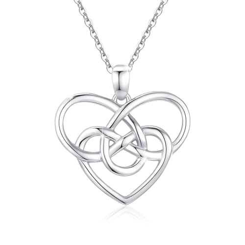 Celtic Necklace for Women 925 Sterling Silver Celtic Knot Pendant Necklace Irish Jewelry Gift for Women