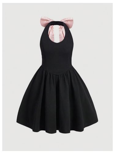 GORGLITTER Girl's Princess Bow Mini Dress Cute Sleeveless Ruffle Dress Tie Backless Halter Dresses2