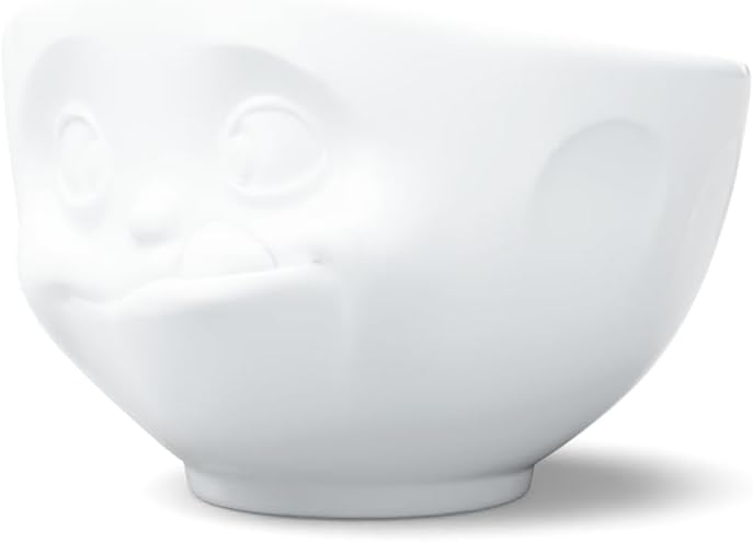 FIFTYEIGHT PRODUCTS TASSEN Porcelain Bowl, Tasty Face Edition, 16 oz. White, (Single Bowl) for Serving Cereal, Soup