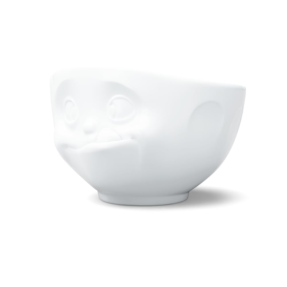 Fiftyeight Bol Blanc Brillant Motif Personnage se léchant Les babines 500 ML