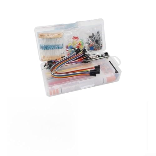 FACAIIO Kit de placa de prueba de 830 puntos con componentes electrónicos, cables, resistencias, LED y sensores para proyectos de inicio Arduino