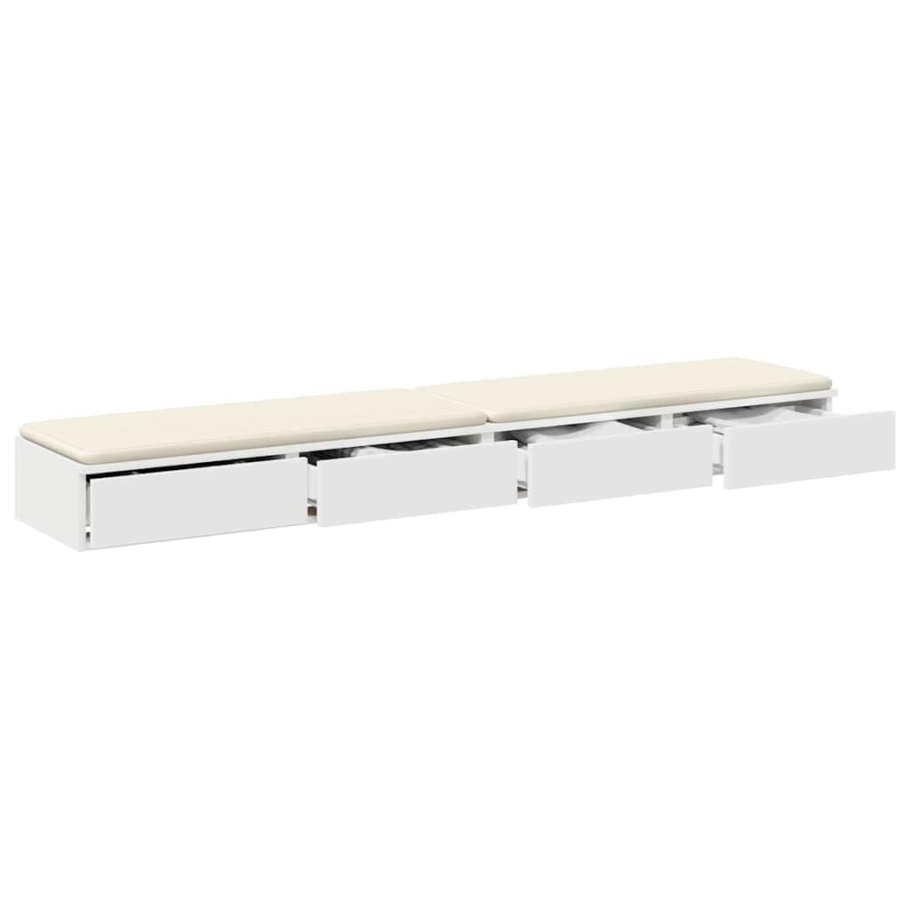 Vidaxl White Bed Drawers 180 X 36.5 X 16.5 Cm Engineered Wood, Ample Storage, Minimalist Decor, Stylish Unit For Bedroom Furniture, Modern Bed Drawer With Push-To-Open Function